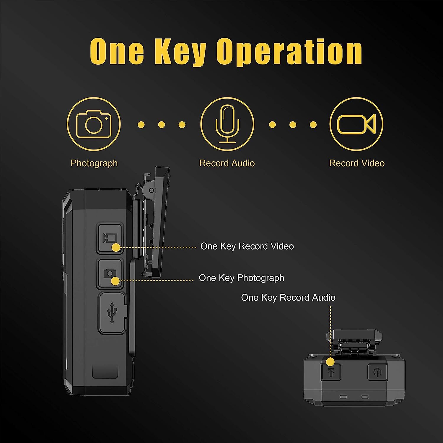 Aolbea 1440P QHD Police Body Camera Built-in 64GB Record Video Audio